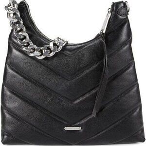 Rebecca Minkoff Black Quilted Leather Hobo Bag